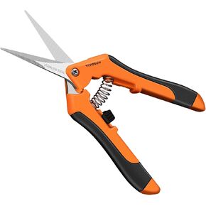 VIVOSUN 3-Pack 6.5 Inch Gardening Scissors Hand Pruner Pruning Shear with Straight Stainless Steel Blades Orange