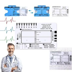 ECG 7 Step Ruler, ECG Ruler Transparent, ECG Reference Card Tool, ECG 7 Step Ruler for ECG/EKG Interpretation