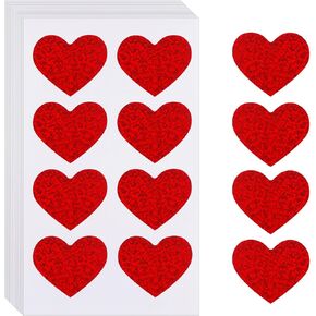 Heart Stickers, Red Heart Stickers, 1.5 Inch Glitter Large Heart Shaped Sticker, Self-Adhesive Decorative Love Heart Stickers Labels for Valentine's Day Kids Reward Envelopes Gift Packaging, 240 PCS