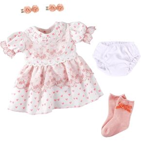 Babeside 5 PCS Rebong Baby Doll Clothers Excalsory for 17-22 inch Dolls ، و Doll Doll Dress with Doll Socks Doll Diaper and Pink Rose Hair Clips for Baby Baby Dolls Firsts