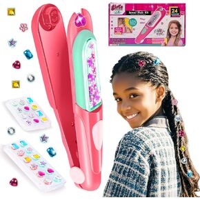 Hair Gem Stamper Kit, Hair Bedazzler Styling Tool with Reusable Rhinestones, Girls Hair Accessories, Birthday Gift Toy