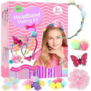 JOFONY Headband Making Kit for Girls,Make Your Own Fashion Headbands Girls Hair Accessories Arts and Crafts for Kids Ages 3-12 Birthday Presents DIY Toys (10 pcs)