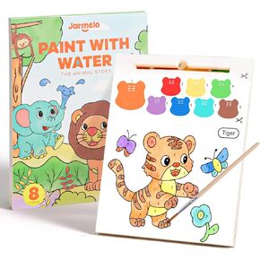 Jar Melo Paint with Water Books for Toddlers, Mess Free Watercolor Painting Activity for Kids Ages 1-3, 2-4, 4-6, Paint by Number Art Craft Coloring Gift with Brush, Kids Stocking Stuffers, Animals