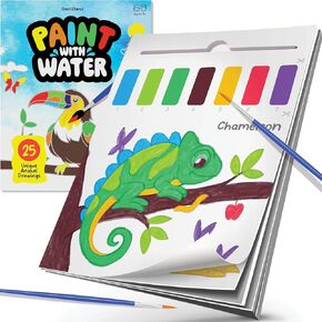طلاء مع كتاب تلوين الماء للأطفال - نشاط ألوان خالٍ من الفوضى - أنشطة طفل صغير - فنون الرسم والحرف للأطفال الصغار الذين تتراوح أعمارهم بين 2-4 ، 1-3 ، 3-5 - 2 3 سنوات هدايا - هدايا عيد ميلاد الصبي