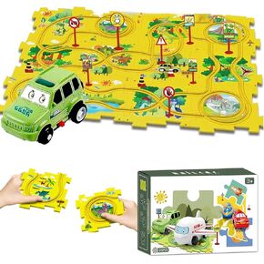 25pcs Puzzle Racer Car Track Set,Interactive Puzzle Track Car Toy for Developing Creativity,Fostering Important Logical Thinking