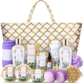 Spa Gifts Basket for Women, Spa Luxetique Tahiti Island Bath Gift Set, 15pcs Luxury Self Care Kit with Bath Bombs, Essential Oil, Hand Cream, Bath Salt, Tote Bag, Birthday Day Gifts