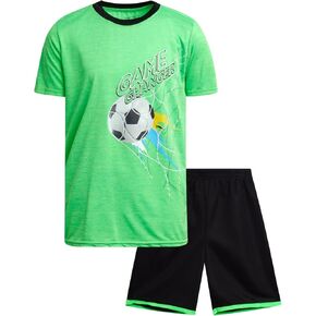 Boys' Active Shorts Set - 2 Piece Perfomance T-Shirt and Gym Shorts - Activewear Clothing Set for Boys (8-16)