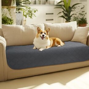 Luciphia 100% Waterproof Couch Cover Blanket for Dogs Anti-Slip Pet Couch Protector Sofa Mat Puppy Cat Blanket with Non-Slip Bottom, Grey, 30x70 Inch