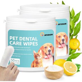 Premium Dog Dental Care Wipes - 50 Pack | Teeth Cleaning Wipes for Dogs & Cats | Effective Tartar Removal | Fresh Breath | Sensitive Gum Care