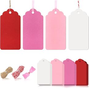 SallyFashion 200 PCS Gift Tags with String, Color Gift Tags, Hanging Tags Labels with String for Gift Wrap and DIY Crafts Wedding Birthday Holiday