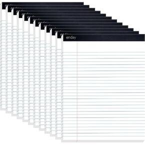 Enday Legal Pads 8.5 x 11 Inch, (12 Pack) 50 Sheets per Notepad, Note Pads, Legal Ruled Writing Pad with Perforated Pages, White Paper Legal Pad for Work and Note-Taking