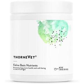 ThorneVet Feline Basic Nutrients - Multivitamin and Mineral Powder Health Supplement for Cats of All Ages - with Amino Acids, Omega 3 Fatty Acids & Probiotics - Tasty Beef Liver Flavor - 120 Scoops