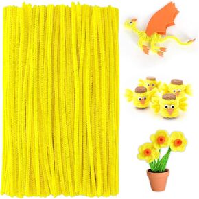 FirstKitchen Craft Pipe Cleaners, 200pcs Yellow Pipe Cleaner Crafts, 0.23"X12" Craft Chenilles Stems Pipe Cleaner, Craft Pipecleaners for DIY Arts Crafts and Cleaning