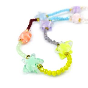 Colorful Beaded Necklaces for Women, Handcrafted Multi-Color Beaded Star Pendant Necklace - Unique Design with Transparent Star Charms - Boho Gift Adjustable Jewelry for Girlfriend Sister