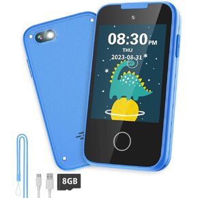 Kids Phone Toy for 3 4 5 6 Year Old, Touchscreen Kids Cell Phone Dual Camera with Music Player Flashlight Puzzle Games Alarm Learning Toys Christmas Birthday Gifts for Boys Ages 3-6 with SD Card Blue