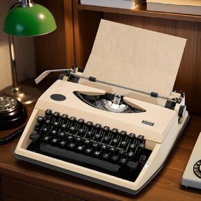 Vintage Manual Typewriter Machine - Classic & Antique Style - Affordable Suitable for Kids & Adults - Maquina de Escribir - Milk Tea Color