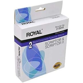ROYAL 2 Black CORRECTABLE Typewriter Ribbons for Scriptor & Scriptor 2