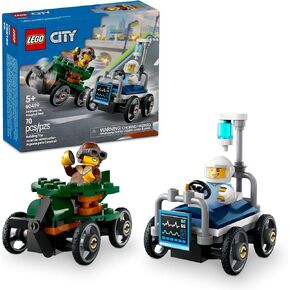 LEGO City Airplane vs. Hospital Bed Race Car Pack Toy - Building Toy for Kids, Boys and Girls, Ages 5+ - Gift for Birthdays and Holidays - Includes 2 Minifigures - 60459