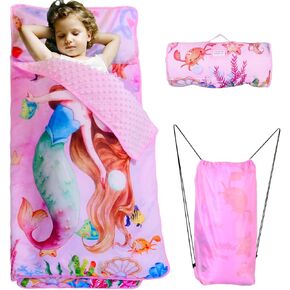 حصيرة قيلولة Lydaz Toddler مع وسادة قابلة للإزالة ، حقيبة نوم للأطفال مع تصميم رولوب ، حقيبة سبات للفتيان ، حصيرة نوم لمرحلة ما قبل المدرسة ، الرعاية النهارية ، السفر ، التخييم ، الهدايا للأعمار من 3 إلى 7 سنوات