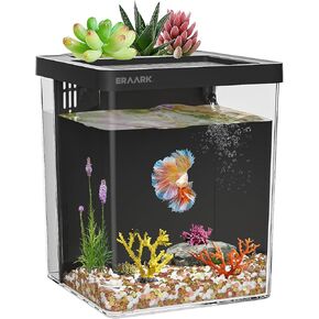 1.5 Gallon Betta Fish Tank Aquarium kit with Filter LED Light, Water Pump, Fish Tank Starter Kits, Fish Bowl