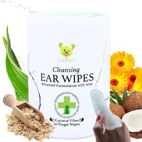 EcoBark Dog Cleaner - مناديل أذن الكلب مع وسادة الأصابع في محلول الأذن - اللوازم اللطيفة اللطيفة لتهدئة الحكة في الأذن - تطهير الأوساخ والحطام