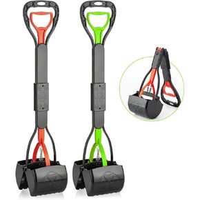 TIMINGILA Pooper Scooper 2 Pack, 28" Long Handle No Touch Dog Pooper Scooper for Large Medium Small Dogs, Durable Spring & Lightweight, Waste Pickup Tool for Dogs in Lawns/Grass/Dirt/Gravel