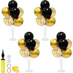 Black Gold Party Decorations Balloon Stand Centerpiece Table Decorations for Birthday Wedding Retirement Anniversary Father's Day Halloween New Years Graduation Decorations Class of 2025
