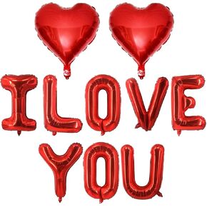 Red Heart Shaped Balloons Red I LOVE YOU Valentine Balloons for Valentines Day Bridal Shower Wedding Party Decorations