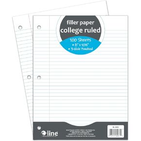 C-Line Filler Paper, College Ruled, White, 100 Sheets, (22031)