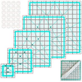 حكام خياطة اللحف (2.5 "x2.5" ، 5 "x5" ، 8.5 "x8.5" ، 10 "x10" ، 12 "x12") ، 5 قوالب خياطة مربعة ، حاكم اللحف الحاكم أكريليك
