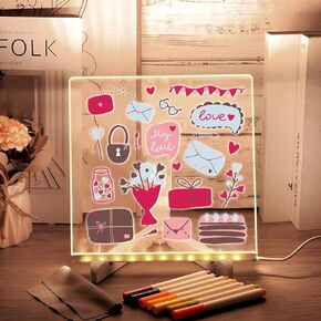 LED Note Board with Colors, Acrylic Dry Erase Board with Light, Magic Glowing Message Marker Board, Illuminated Drawing Board Light Up with Adjustable Stand for Office School Home (11.81 * 7.87inch)