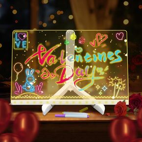 TXP 2025 New Led Note Board with Colors, Acrylic Light Up Drawing Board for Kids with Adjustable Stand Led Drawing Pad with 7 Color Markers, Illuminated Drawing Board for School Home (11.8 X 8)