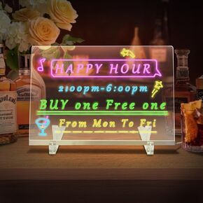 LED Note Board with Colors,Acrylic Dry Erase Board with Light,11.8"X7.9" Rewritable Glowing Graffiti Message Boards，Comes with 8 Colored markersSuitable,for Room/Shop/Office/Festival/Gifts by SOON GO