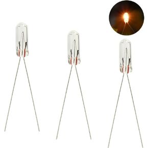 MP12W 100pcs Clear 4mm 12V 50mA Miniature Grain of Wheat Bulbs Warm White for Model Train Layout or Miniature Photography