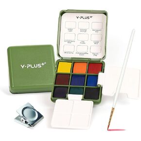 YPLUS Pocket Watercolor Paint Set, Portable Travel Watercoloring Painting Kit with Brush, Mini Painting Art Supplies Gift for Artist Beginners Stocking Stuffers for Kids Adult