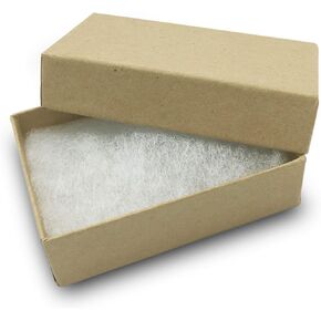 TheDisplayGuys - 100-Pack #33 Cotton Filled Cardboard Paper Jewelry Boxes Gift Case - Kraft Brown (3.5" x 3.5" x 1.0") - for Shipping or Storage