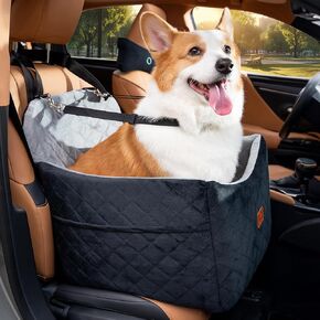 Dog Car Seats for Small Dogs, FurFrolic Memory Foam Dog Booster Seat for Small/Medium Dogs up to 35 lbs, Travel Pet Car Seat with Washable Detachable Cover, Storage Pockets, 2 Safety Belts (Gray)