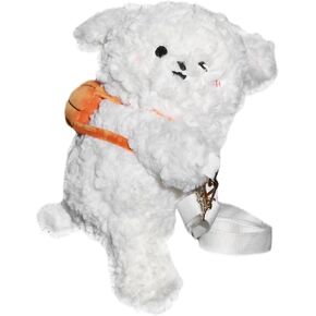 Stuffed Animal Backpack Crossbody Bag Realistic Plush Shoulder Bag (Panda, Black white)