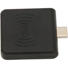ID Mobile Phone Card Reader, Portable Smart Card Reader, Type C Interface 125Khz, Built in Buzzer, Compatible with Various Brands of Cell Phones (Black)