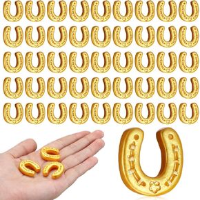 Giegxin 60 Pcs St. Patricks Day Mini Resin Decorations Tiny Lucky Horseshoe Flatback DIY Craft Irish Figurines Horseshoe Decor Hairpin Decor Accessories for Irish Day Craft Making