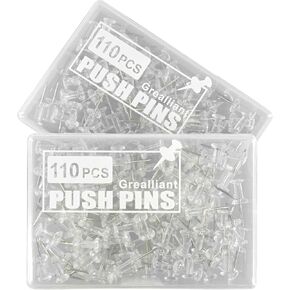 220 pcs Push Pins Tacks, Push pins for Wall, Thumb Tacks for Bulletin Board, Clear Plastic Head, Steel Point