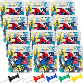 2400 PCS دبابيس الدفع متعددة الألوان مع نقطة الإبهام القياسية مع نقطة الصلب و pushpins thumbins