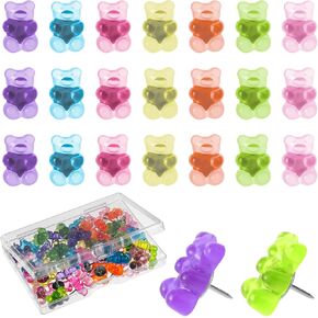 50pcs دب دب دب دبابيس دبوس دبوس زخرفي لطيف ملون دبوس مزخرف للوحة الإبلاغ الإبهام إبهام راتنج راتنج دب دبابيس دبابيس pushpins مع صندوق للوحة الفلين الجدران ملصقات معلقة
