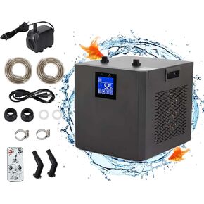 Upgraded Aquarium Chiller, 132gal 1/2 HP Water Chiller for Hydroponic System Fish Tank Cooling System for Axolotl Cooler for Coral Reef Shrimp, 500L, with Pump, Nozzles and Hoops.