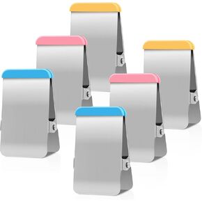 Bag Clips for Food, 6 Pack Metal Chip Clips with Colored Silicone, Heavy Duty Chip Bag Clip with Air Tight Seal, Stainless Steel Food Bag Clips for Food, Snack