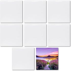 MR.R 8 Pack Sublimation Blanks 8x8" White Glossy Ceramic Tiles Crafts for Heat Press Transfer Printing Customized Photo Frame Novelty for Wedding, Birthday Gift, Decoration (20x20cm)