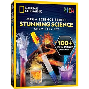 NATIONAL GEOGRAPHIC Stunning Chemistry Set - Mega Science Kit with 100+ Easy Experiments- Make a Volcano and Launch a Rocket, STEM Projects for Kids Ages 8-12, Science Toys (Amazon Exclusive)