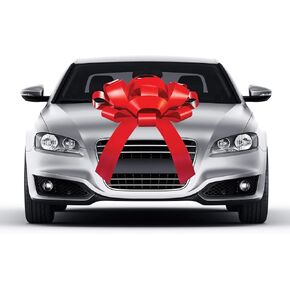 CarBowz Big Car Bow, Giant Bow, Non Scratch Magnet, Weather Resistant Vinyl (Red)