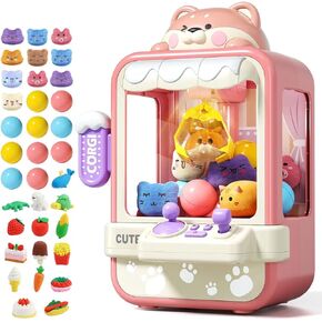 Claw Machine for Kids, Mini Vending Machine with Music, Prize Dispenser Toys for Girls and Boys, Electronic Claw Game Machine for Party Birthdays, Includes 35 Mini Toys (Small)