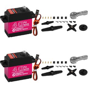 2 Pack High Torque 40KG Digital Servo, DS3240MG Full Metal Stainless Steel Gear Waterproof Steering RC Servo, for 1/8 1/10 Scale RC Car Crawler Buggy Airplane Control Angle 180°